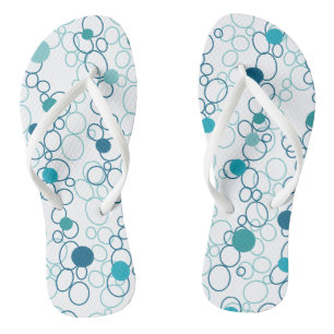 Blue Aqua Circles Stippen Teenslippers