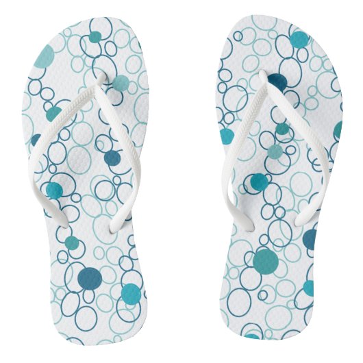 Blue Aqua Circles Stippen Teenslippers (Voetbed)
