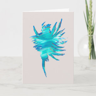 Blue-Aqua-Coral Silhouette conch shell Card Kaart