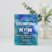 Blue Aqua Galaxy Aquarelle Invitation d'anniversai (Debout devant)
