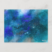 Blue Aqua Galaxy Aquarelle Invitation d'anniversai (Dos)