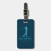 Blue Aqua gepersonaliseerde Monogram Golfer Bagagelabel (Voorkant verticaal)