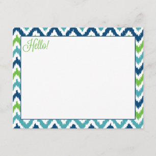 Blue Aqua Green Zigzag Ikat Pattern Kaart