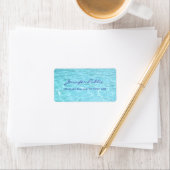 Blue Aqua Handgeschreven Script Moderne Water Sjab Etiket (Insitu)