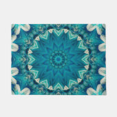 Blue Aqua Mandala Rosette Retro Hippie Deurmat (Voorkant)