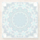 Blue Aqua Mandala Rosette Retro Hippie Glazen Onderzetter (Achterkant)