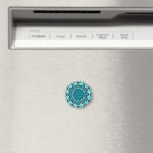 Blue Aqua Mandala Rosette Retro Hippie Magneet (Insitu (Vaatwasser))