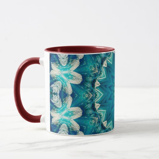 Blue Aqua Mandala Rosette Retro Hippie Mug (Gauche)