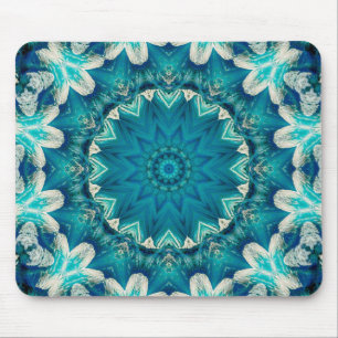 Blue Aqua Mandala Rosette Retro Hippie Muismat