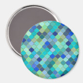 Blue Aqua Moroccan Mosaic Magneet (Voorkant / Achterkant)