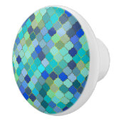 Blue Aqua Moroccan Mosaic Pattern Keramische Knop (Rechts)