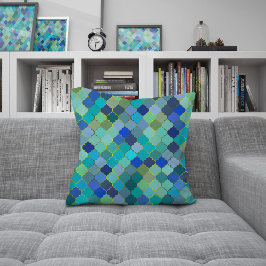 Blue Aqua Moroccan Mosaic Pattern Kussen