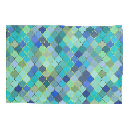 Blue Aqua Moroccan Mosaic Pattern Kussensloop (Achterkant-Links)