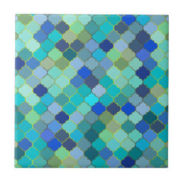 Blue Aqua Moroccan Mosaic Pattern Tegeltje