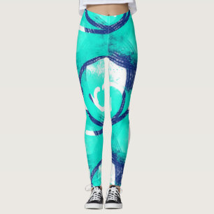 Blue Aqua Motif Abstrait Leggings Yoga