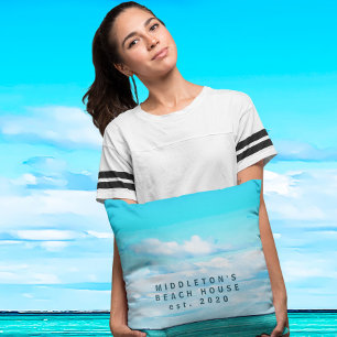 Blue Aqua Ocean Sky Kust Persoonlijke familie Kussen