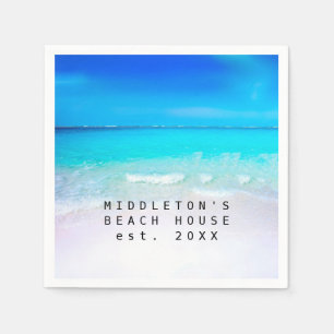 Blue Aqua Ocean Zee Beach Coastal Personal Family Servet