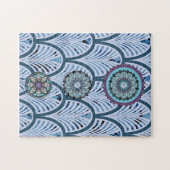 Blue Aqua Paars 3 Mandala Gepersonaliseerd Legpuzzel (Horizontaal)
