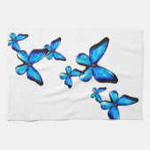 Blue aqua papillon aquarelle Cuisine Serviettes (Horizontal)