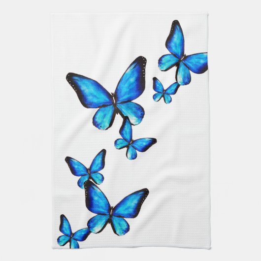 Blue aqua papillon aquarelle Cuisine Serviettes (Vertical)