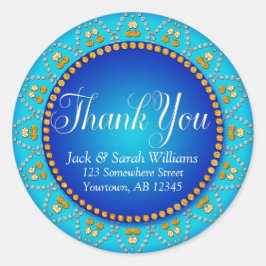 Blue Aqua Sun bruiloft gunst dank u Sticker