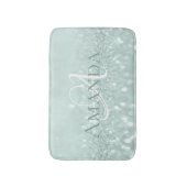 Blue Aqua Tiffany Pastel Glitter Name Monogram Badmat (Voorkant Verticaal)