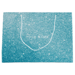 Blue Aqua White Ocean Glitter Favor Gift Large Cadeauzakje