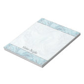 Blue Aqua Zilver Marmer Swirls Notitieblok (Gedraaid)