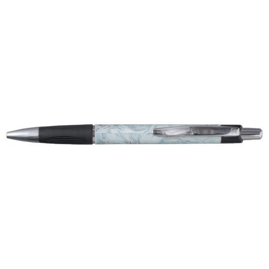 Blue Aqua Zilver Marmer Swirls Pen (Achterkant)