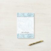 Blue Aqua Zilver Marmer Swirls Post-it® Notes (Op bureau)