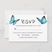 Blue aquarelle papillons mariage RSVP (Devant)