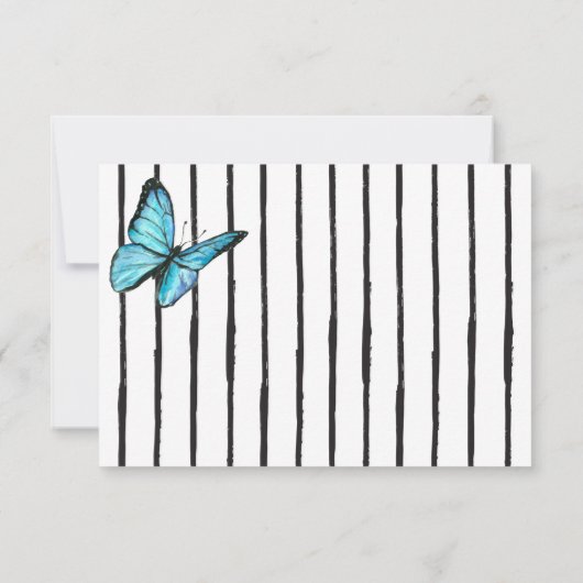 Blue aquarelle papillons mariage RSVP (Dos)