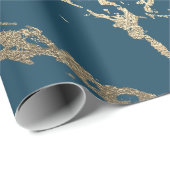 Blue Aquatic Blauwgroen Gold Marble Roos Bridal Gl Cadeaupapier (Rol Hoek)