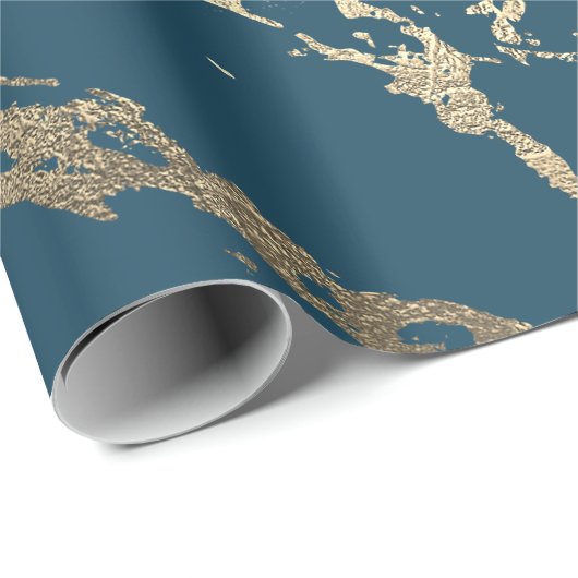 Blue Aquatic Blauwgroen Gold Marble Roos Bridal Gl Cadeaupapier (Rol Hoek)