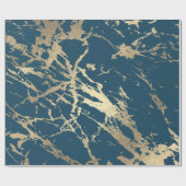 Blue Aquatic Foxier Gold Marble Shiny Glam Cadeaupapier (Vlak)