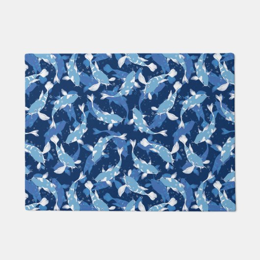 Blue Aquatic Pattern - Koi Fish Deurmat (Voorkant)