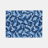 Blue Aquatic Pattern - Koi Fish Fleece Deken (Voorkant (Horizontaal))