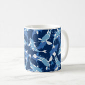 Blue Aquatic Pattern - Koi Fish Koffiemok (Voorkant rechts)