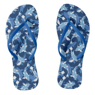 Blue Aquatic Pattern - Koi Fish Teenslippers