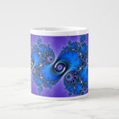 Blue Arabesque op Paars - dun Julia fractal Jumbo Mok (Voorkant)