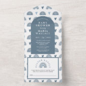 Blue Arch Boho Rainbow Baby shower All In One Uitnodiging (Binnen)