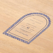 Blue Arch Mexicaanse Talavera Spaanse bruiloft Acryl Uitnodigingen (Laagn)