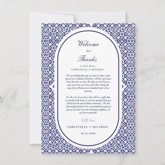 Blue Arch Mexico Welkom & dank u Wedding note (Voorkant)