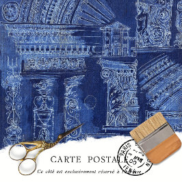  Blue Architectural Sketch Decoupage Tissuepapier