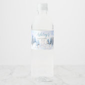Blue Arctic Animals Baby shower Waterfles Etiket (Voorkant)