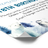 Blue Arctic Animals Verjaardag Tijd Capsule Sign Poster (Hoek)