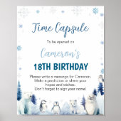 Blue Arctic Animals Verjaardag Tijd Capsule Sign Poster (Voorkant)