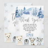Blue Arctic Onederland Carte de remerciements d'an (Devant / Derrière)