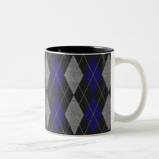 Blue Argyle Coffee Mok (Rechts)