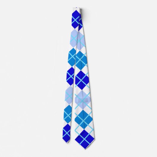 Blue Argyle Custom Stropdas (Achterkant)